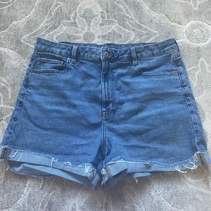 Medium wash American Eagle Stretch Mom Shorts